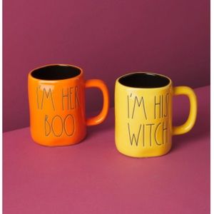 RAE DUNN 2pk Ceramic Her Boo And His Witch Mugs🖤